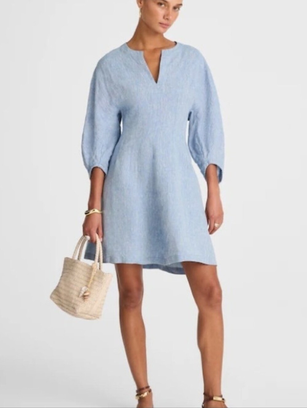 Madewell Splitneck Mini Linen Dress